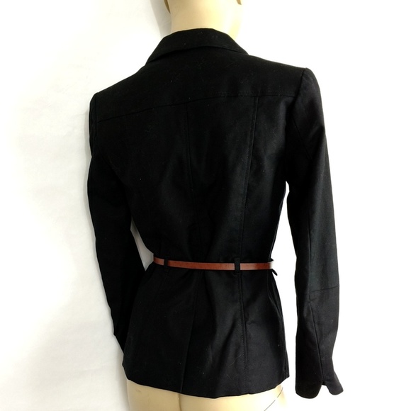 H&M New Black Belted Womens Career Jacket Size 4 - Picture 3 of 4